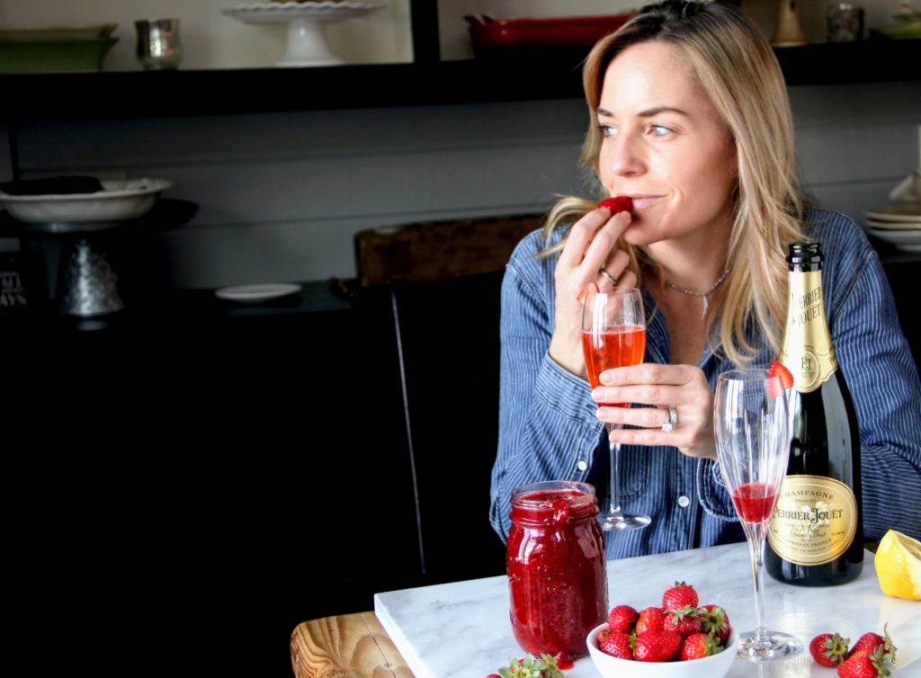 lindsay johnson of lady in the wild west drinking strawberry mimosa with strawberry sauce for gen padalecki now & gen wife of jared padalecki 