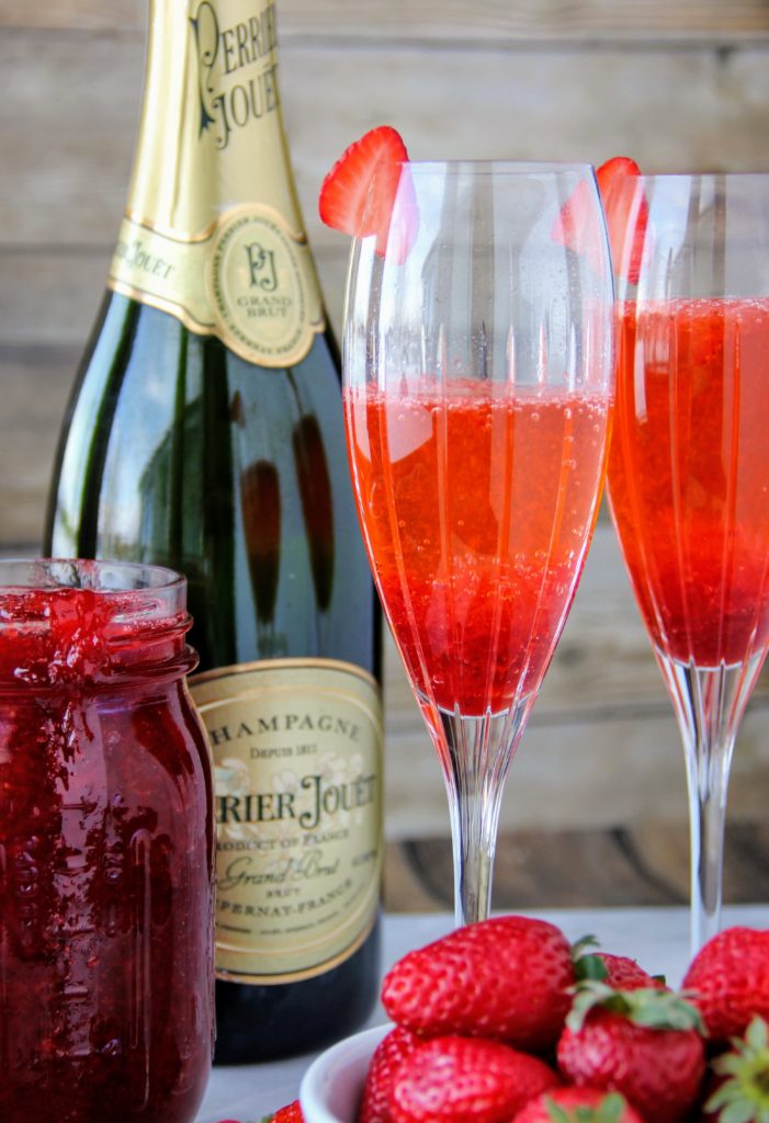 strawberry sauce mimosas made by lindsay johnson of lady in the wild west for gen padalecki of now & gen wife of jared padalecki